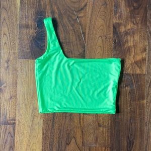neon green single strap crop top